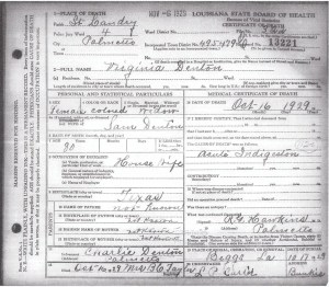 Virginia Denton Death Certificate