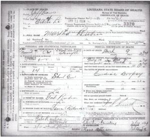 Marth Ruben's Death Certificate
