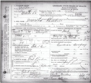 Marth Ruben's Death Certificate